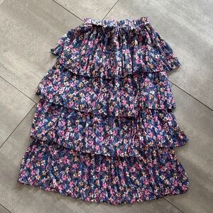 Mango Floral Maxi Skirt - Blue and Pink